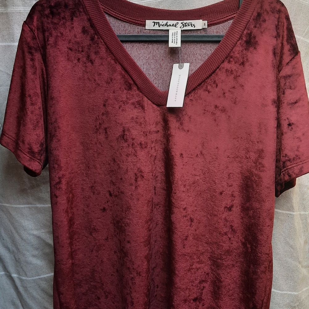Michael Stars/Anthropology Small Maroon Velvet V-neck